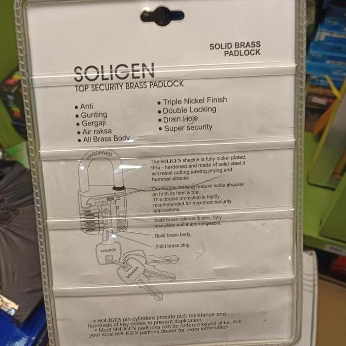 Gembok Masterkey Soligen 50MM/Padlock Soligen Computer Key Isi 3 Pcs