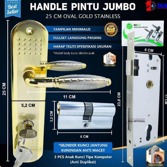 REVOSHOP Kunci pintu top grande silinder handle pintu komplit / KUNCI PINTU TOP GRANDE ROYAL 25 CM L