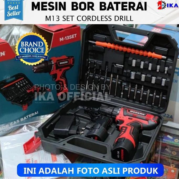 BLOCHEA BOR MODERN M13 SET BOR CAS BATERAI MODERN M 13 CORDLESS / BOR MESIN ELEKTRIK CAS BATERAI MUR