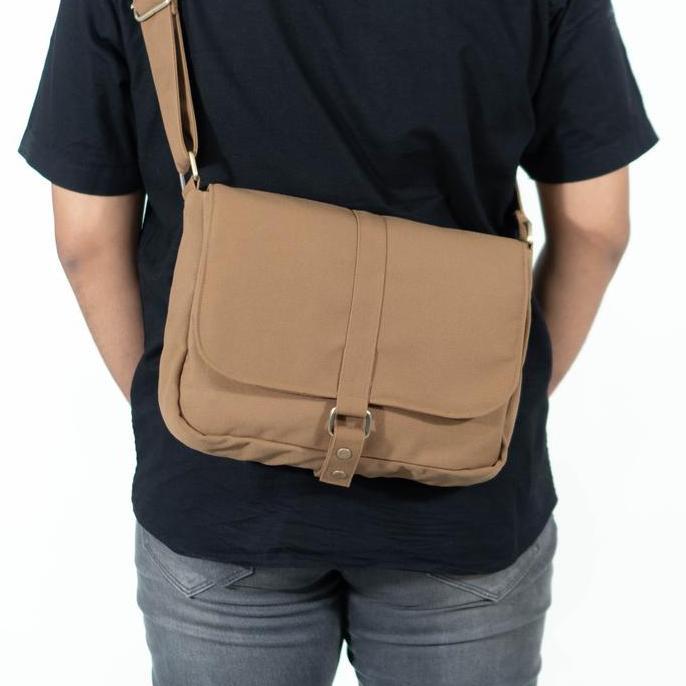 PREMIUM RANU - Thevan Vintage Canvas Sling Bag Brown | Tas Selempang Kanvas PREMIUM