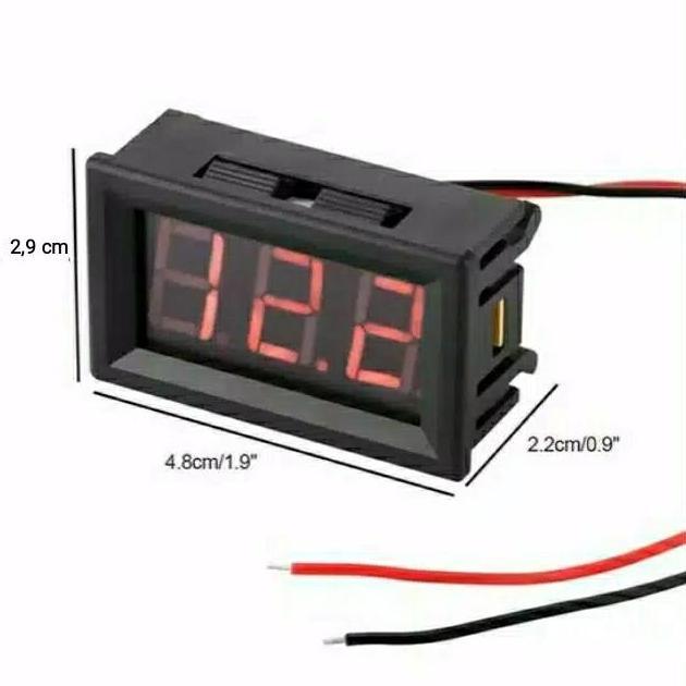 Voltmeter DC Digital 2 Kabel Volt Meter Aki Motor Mobil LED With Frame