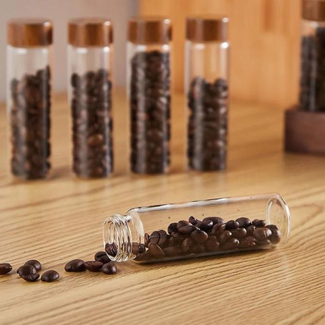 Botol Kaca Mini Tabung Reaksi Sample Lab Toples Kecil Container Multifungsi