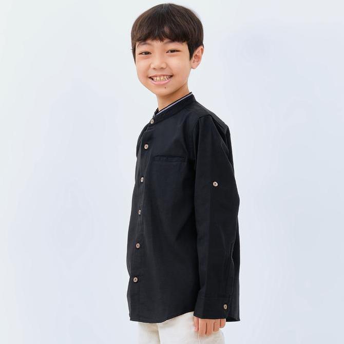 M231 Kemeja Anak Laki Laki Koko Shanghai Polos Panjang Hitam 2668C