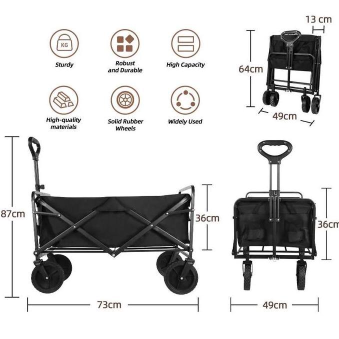 Murah Troli Roda Barang Lipat Gerobak Angkut Dorong Trolley Outdoor Camping