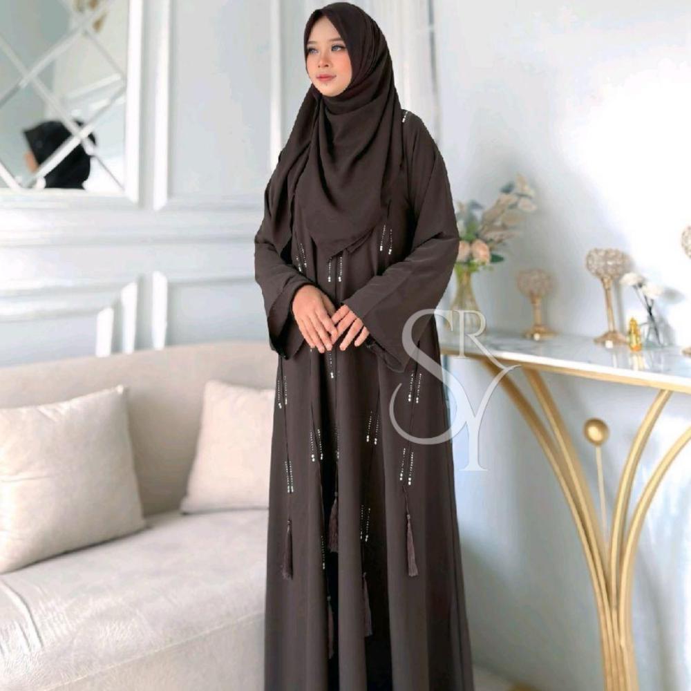 Premium Rizkia Abaya Simple Elegant Gamis Abaya Kekinian By Syarah Collections