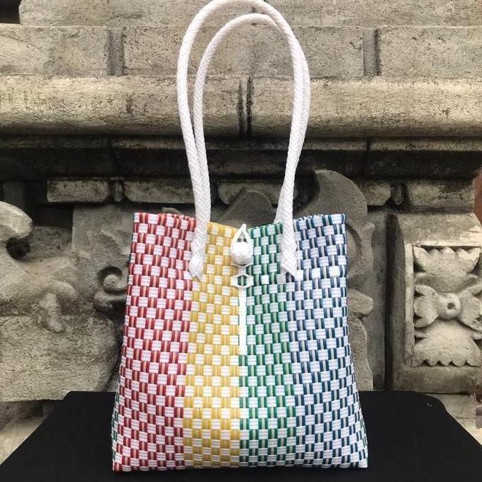 Kasora- Tas Wanita Jali Anyaman Rainbow Ready Stok Karakter Plastik Tote