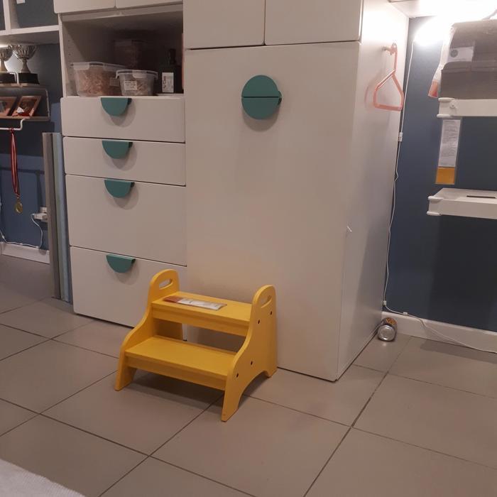 Bangku Kursi Tangga Anak Kayu 2 Tinggkat Step Stool Kuning TROOGEN