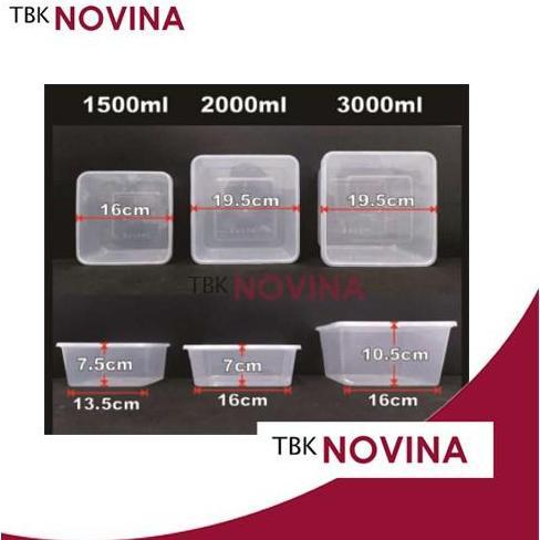 [25PCS]Thinwall 3000ml SQUARE food container box tempat makan plastik kotak nasi penyimpanan makanan