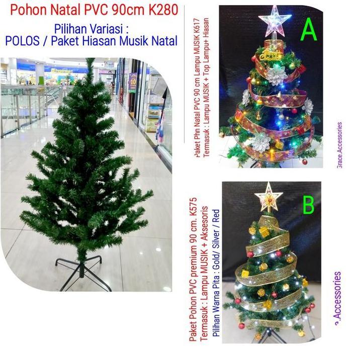 Pohon natal 3 feet 90 cm 1 meter paket set aksesoris natal