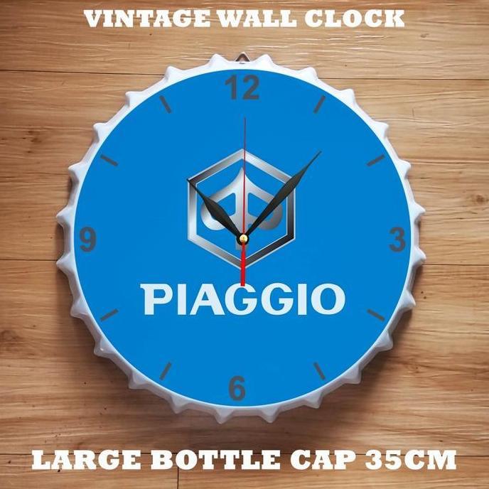 jam dinding enamel motif tutup botol jumbo vespa jam pajangan dinding plat besi klasik vintage wall 