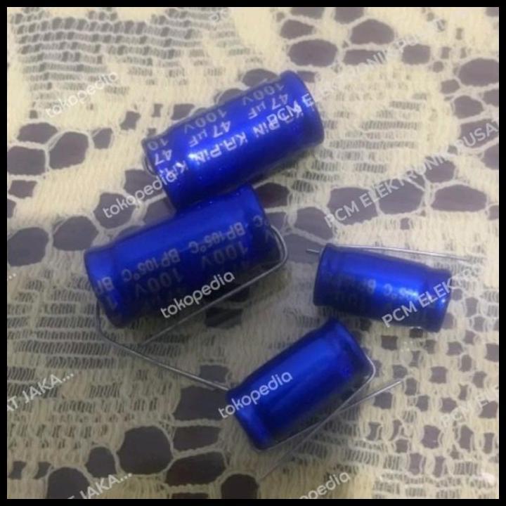 DISKON KAPASITOR NONPOLAR NON POLAR ELCO 47UF 47MIKRO 100VOLT 100V KA PIN=CYC 