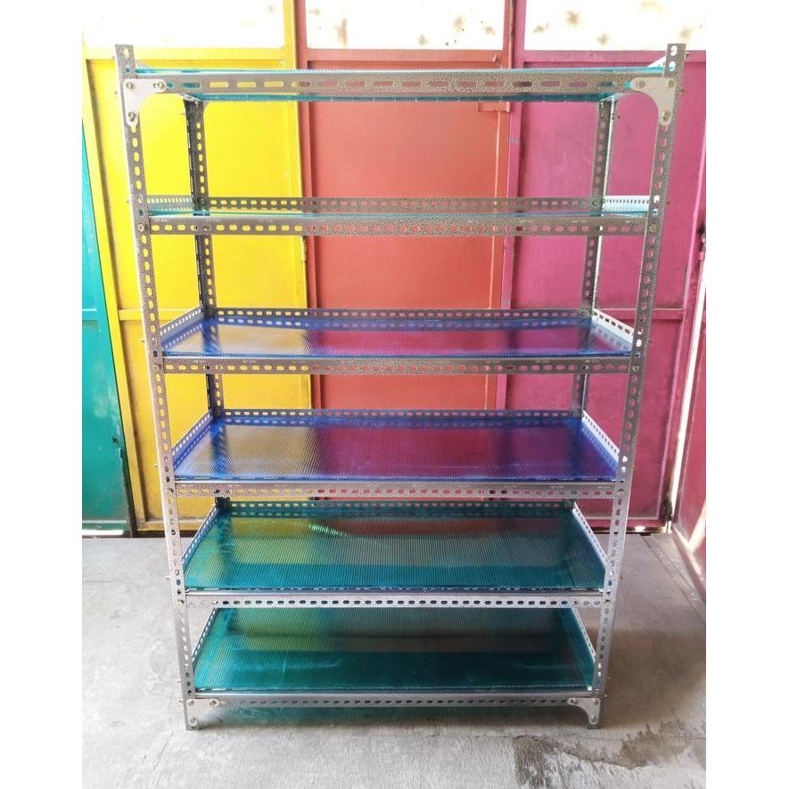 Rak Besi Siku Lubang T150 P100 L30 cm 4 Susun 4 tiang