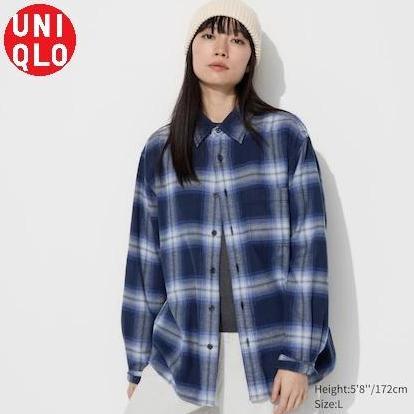 Kemeja Flanel Kotak Unisex Pria lengan panjang UNIQLO ORIGINAL NEW IN