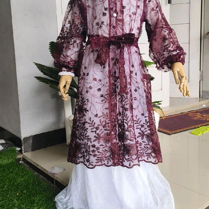 El rumi-kids Gamis Raya Brukat Tyle 2in1 Anak 2-15 Tahun Gaun Mewah Lebaran Kondangan Muslim Baju Pa