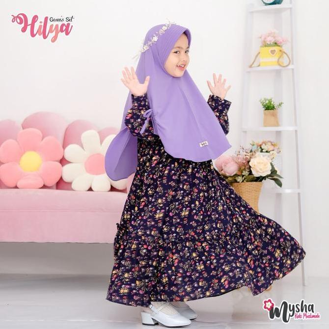 Mysha Kids Muslimah - Gamis Anak Perempuan Hilya Gamis Set Gamis Anak Perempuan set Hijab / Baju Mus