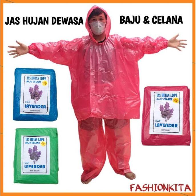 Jas Hujan Baju Celana Best Quality Model Karet Gelang Plastik Setelan