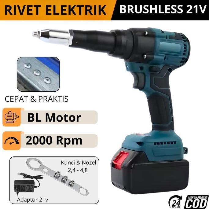 Sale Rivet Gun Elektric Brushless 20V Tang Rivet Cordles Otomatis 2,4-4,8 Tang Keling Alumunium
