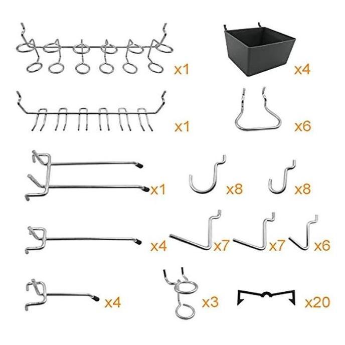 Promo Set 80Pcs Pegboard Hook Dan Aksesoris Untuk Rak Dinding Penyimpanan Perkakas Bengkel Salon Ind