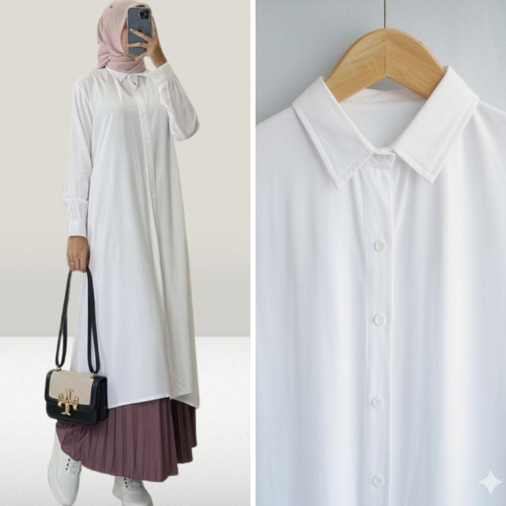 Long Tunik Rayon Twill Jumbo Full Kancing