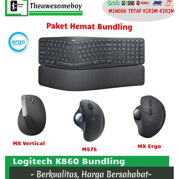 Bundling Logitech MX Ergo Vertical M575S K860 Wireless Keyboard Mouse