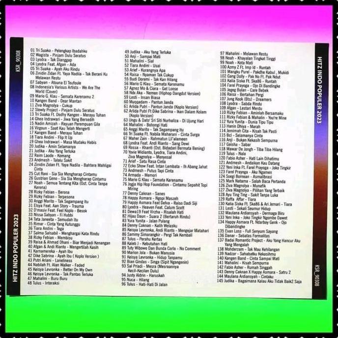 Murah Kaset Cd Mp3 Musik Audio Lagu Pop Indonesia Terbaru Super Hits 2023 -Lagu Pop Indo Baru Terlar