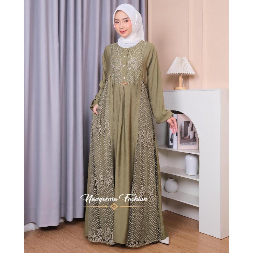Hilya Dress Gamis Brukat A Line Elegan