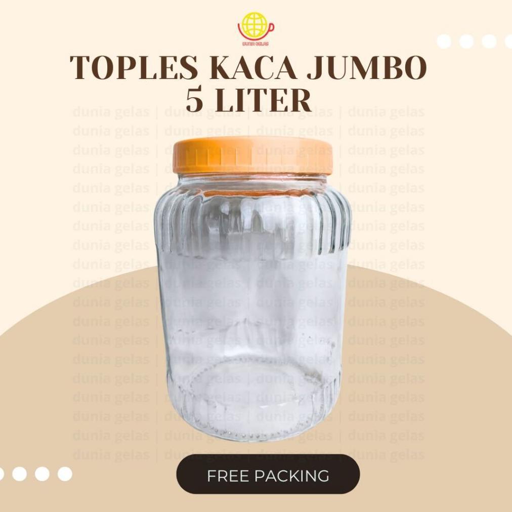 Toples Kaca Jumbo 5 Liter Untuk Kerupuk Dan Lebaran