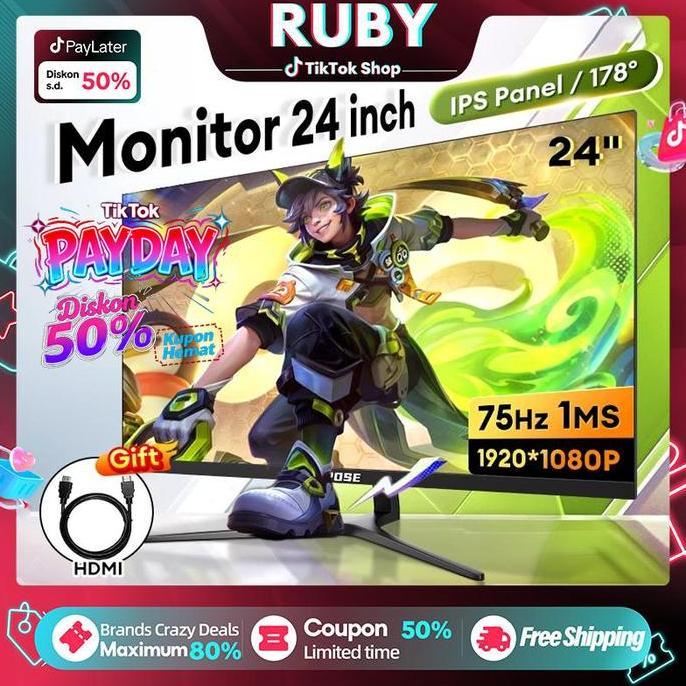 Davisbrakan99 - Monitor 24 inch PC Monitor 75 Hz Gaming Monitor LED/LCD IPS Desktop komputer 1ms PS3