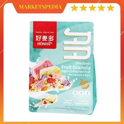 twomisames_ - honlife cereal fruit yogurt diet granola 33 gr | sereal chia seed oatmeal peach strawb