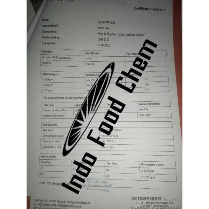 Zairyo- Wheat Fiber Unicell Wf 200 Food Grade Ex Polandia