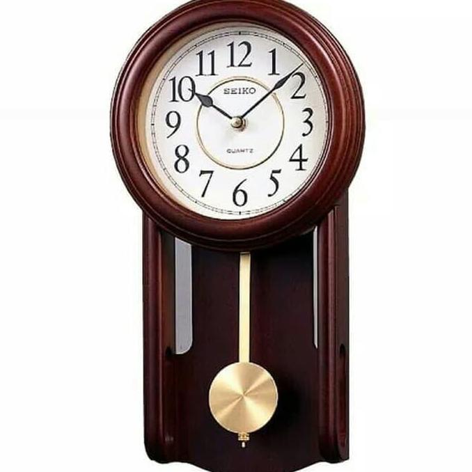 Jam Dinding SEIKO Kayu Bandul Japan QXC105B QXC105 Brown Original GS