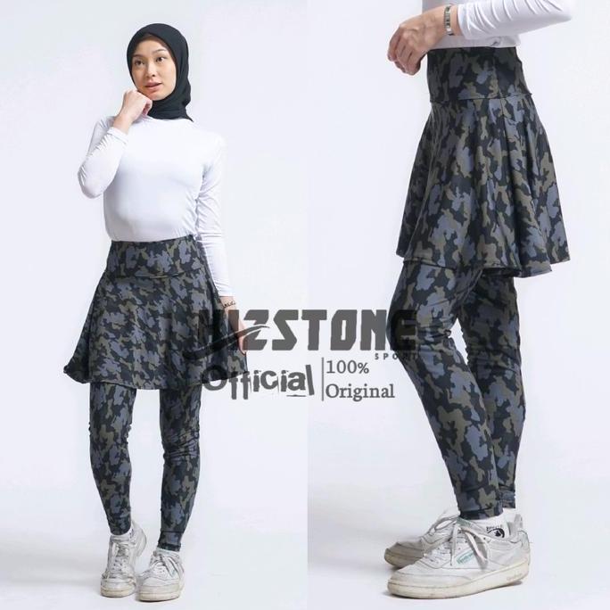 Fitto- Celana Senam Rok Kantong Loreng Army / Legging Rok Olahraga Wanita / Celana Kargo Senam Aerob