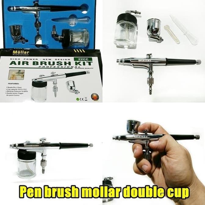 Pen Brush Mollar Dual Cup Double Trigger Action Air Brush Nozzle 03mm