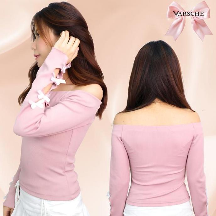 Varsche "Coquette Edition" - Cherie Top Sabrina | Cute Coquette Top | Atasan Coquette Lengan Panjang
