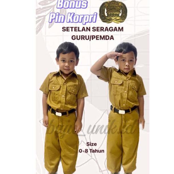 Termurah / Hot Sale Korpri/ Baju Pns Pemda Guru Laki-Laki Bayi Tk Sd/Seragam Pns Anak/Kostum Asn Ana