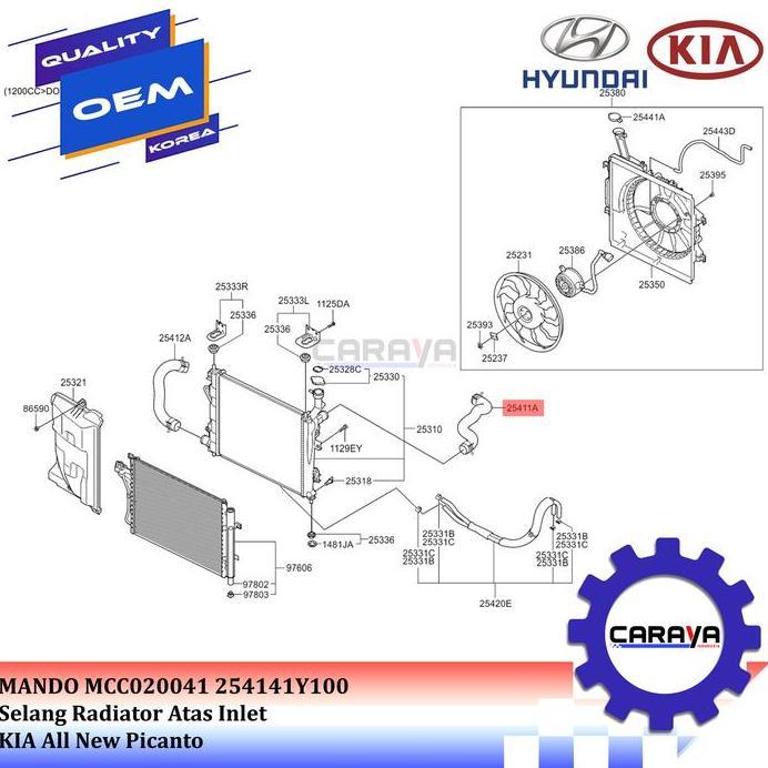 SELANG RADIATOR ATAS INLET KIA ALL NEW PICANTO ASLI ORI MANDO BEST SELLER