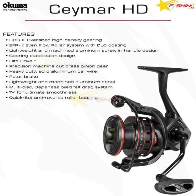 TERBARU - Reel Okuma Ceymar HD High Density Gearing II Oversized Main Gear Spinning Reel Joran Panci