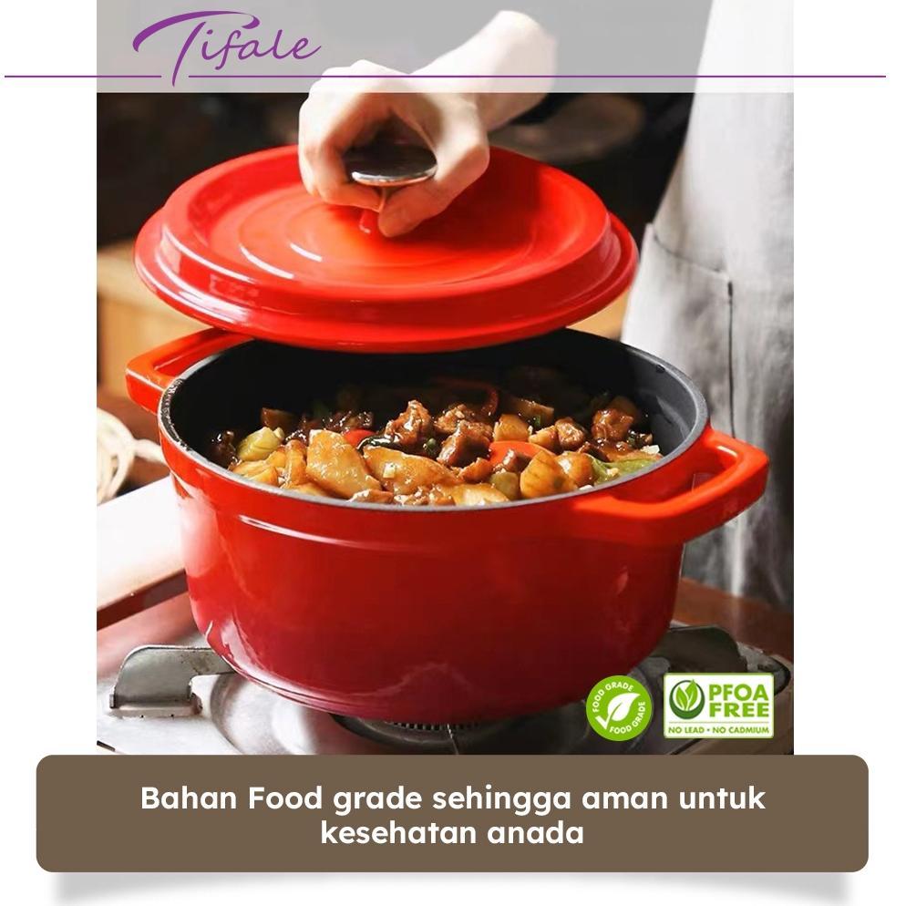 DISKON TIFALE ENAMEL CAST IRON 24CM PANCI ENAMEL BESI COR PANAS MERATA ANTI LENGKET PANCI MPASI