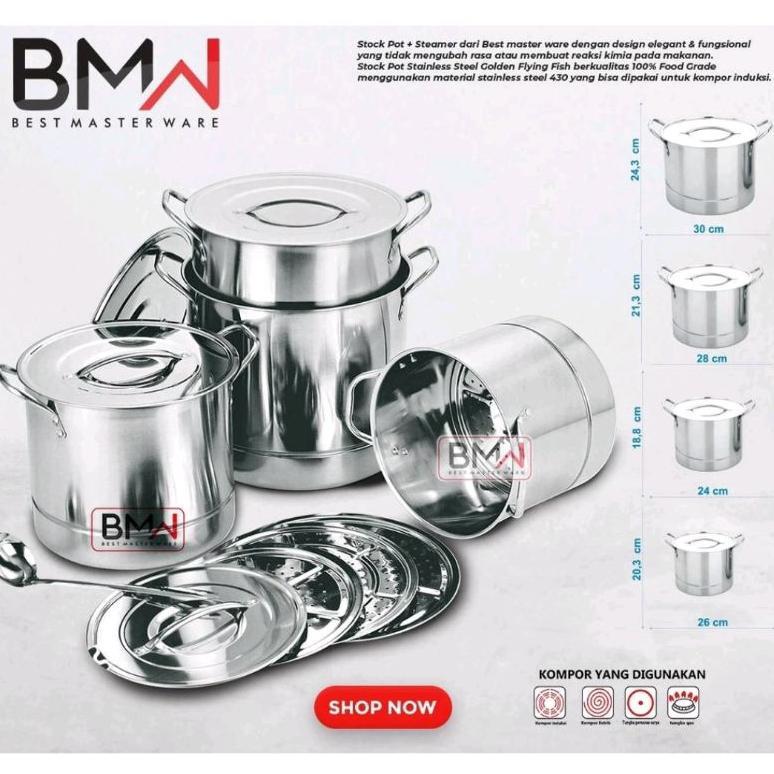 BEST SELLER PANCI STOCK POT STEAMER SET BMW - STOCK POT STAINLESS - PANCI KUKUS SERBAGUNA