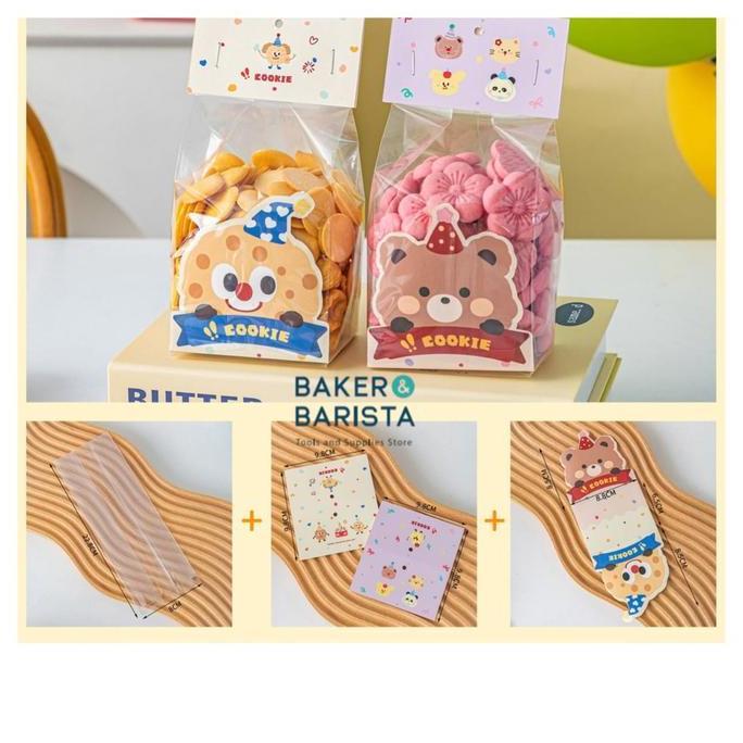 """] Plastic Cookies Bear Set Tag 5Pcs / Plastic Cookies Candy Perment Chocolate Motif Lucu Aestheth