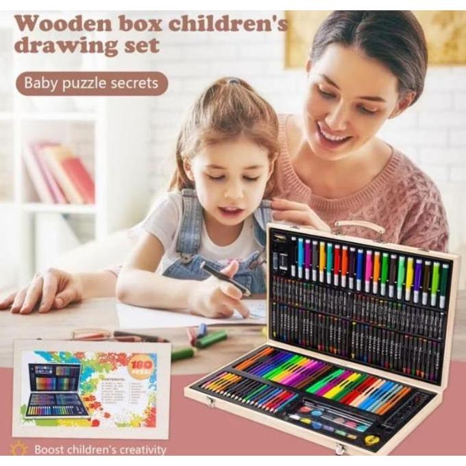BABY_NISAA - 180 PCS CRAYON SET ART SET ISI 180 PCS PENSIL WARNA SET ANAK CRAYON FUL