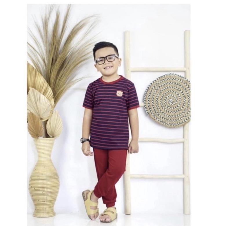 kaos anak baju dan celana anak kiano salur anak 1-5 tahun