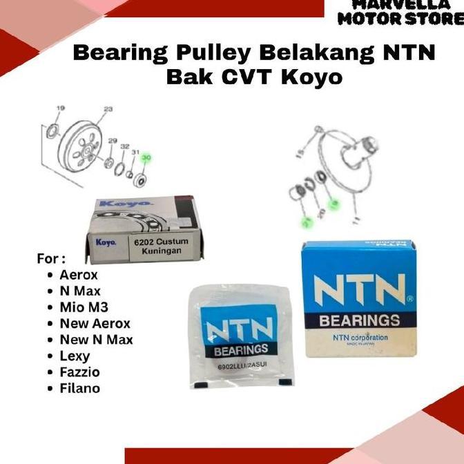 Laher Bearing Pulley Belakang Ntn & Bak Cvt Koyo Aerox N Max Mio M3 Lexy Fazzio Filano