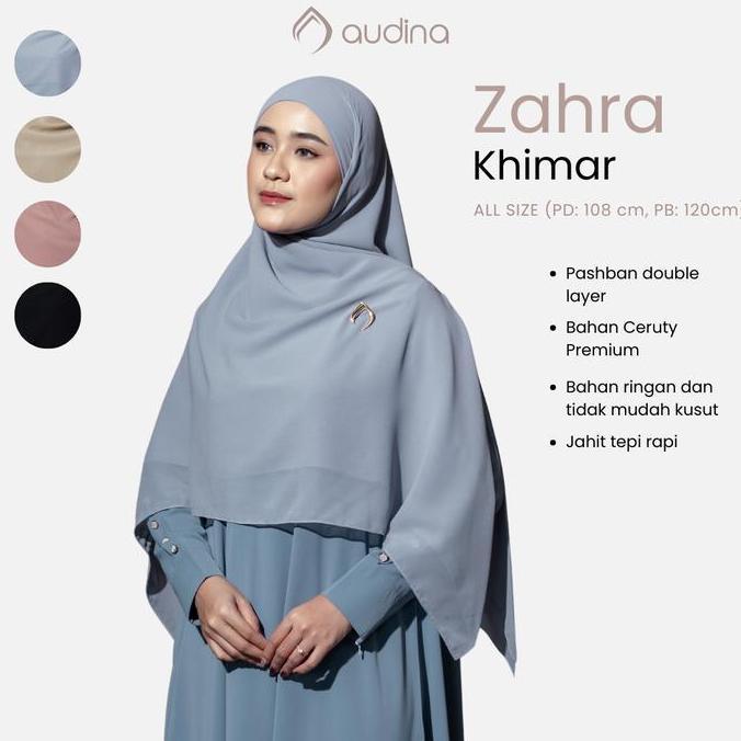 Audina Zahra Khimar Bandana Instan Syari Hijab Non Pet Bahan Ceruty Premium (Khimar Saja)