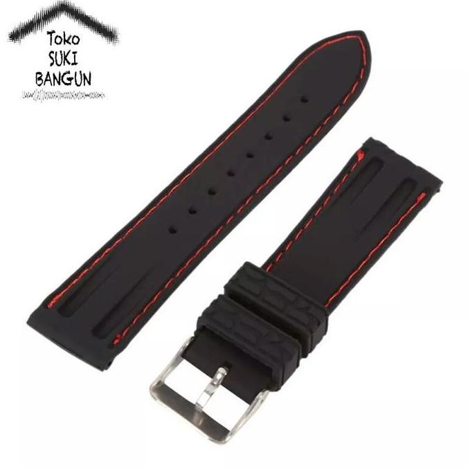 20mm Tali Jam Rubber STITCH Crocodile Pattern Watch Band Strap
