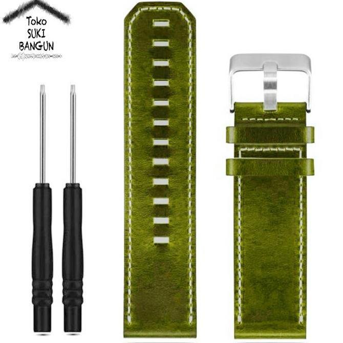 TALI JAM untuk Garmin Fenix 3 Thick Leather Watch Band Strap Tali Jam Kulit Tebal