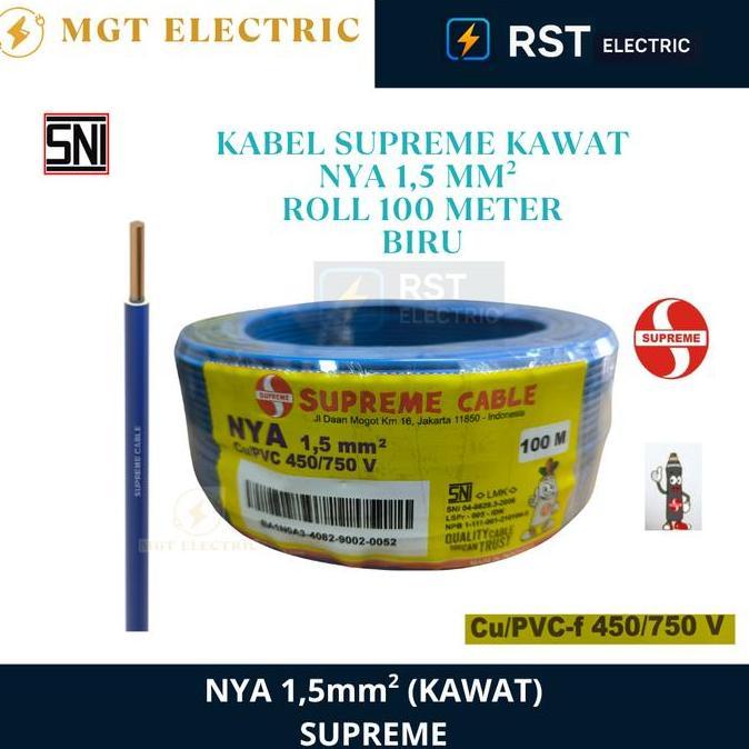 DISKON SPESIAL - SUPREME NYA 1.5 MM GROUNDING ROL 100 METER  / NYA SUPREME 1,5MM ROL 100M / KABEL LI