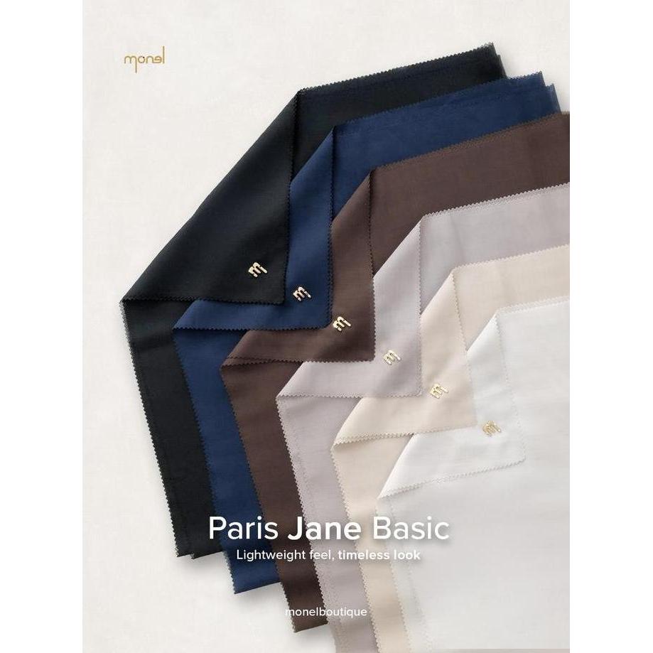 MONEL Hijab Kerudung Segi Empat TIVARA VOAL BASIC Bahan Paris Ukuran 115 x 115 cm Warna Fossil Black