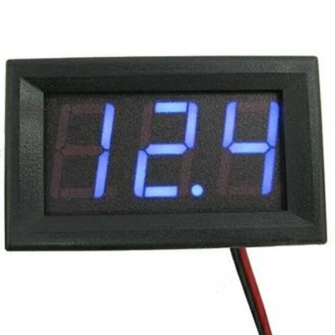 Digital Voltmeter Mini Biru Dengan Frame V DC 2 kabel