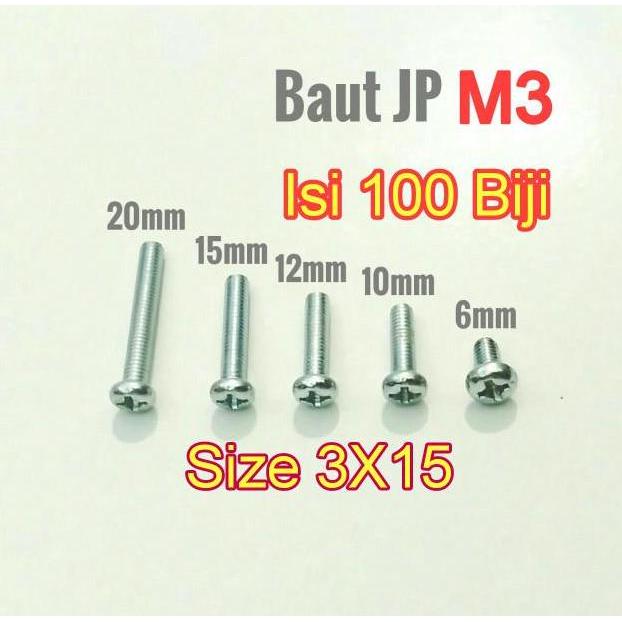 Baut JP M3 Panjang 15mm